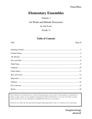 Book cover for Elementary Ensembles, Volume 1, for Winds and Melodic Percussion