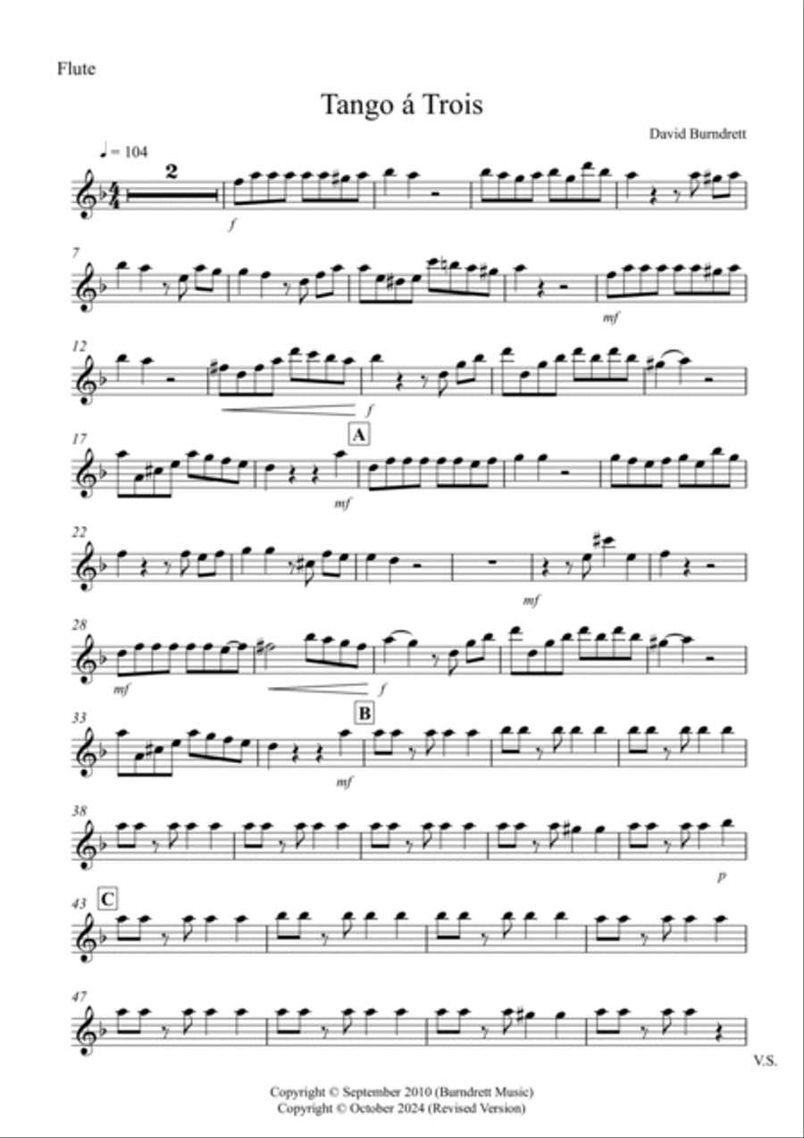 Tango a Trios for Flute, Clarinet and Cello Trio Small Ensemble scores gallery preview page 4