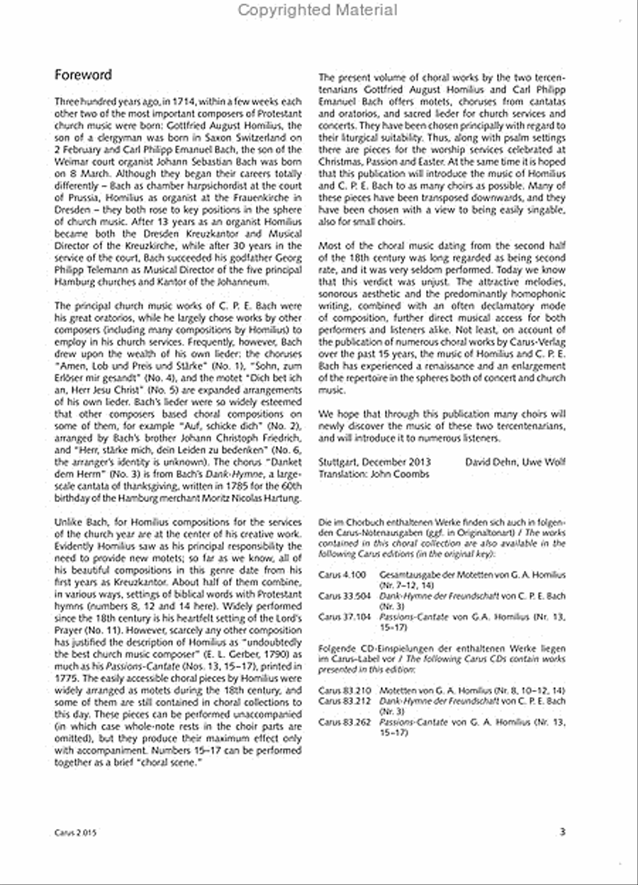Carl Philipp Emanuel Bach & Gottfried August Homilius. Motets and Choruses Choir scores gallery preview page 5