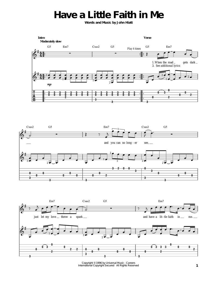 Have A Little Faith In Me Electric Guitar scores gallery preview page 1