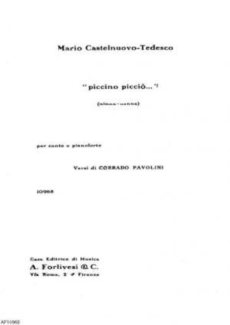 Piccino piccio : ninna-nanna per canto e pianoforte, 1921