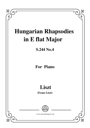 Liszt-Hungarian Rhapsodies,S.244 No.4 in E flat Major,for piano