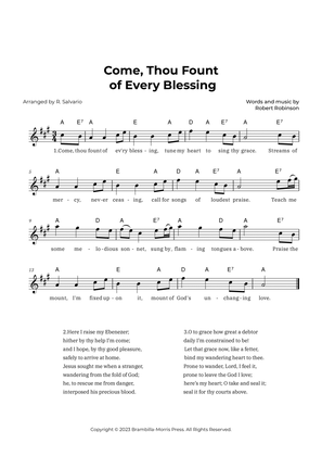 Come Thou Fount of Every Blessing (Key of A Major)