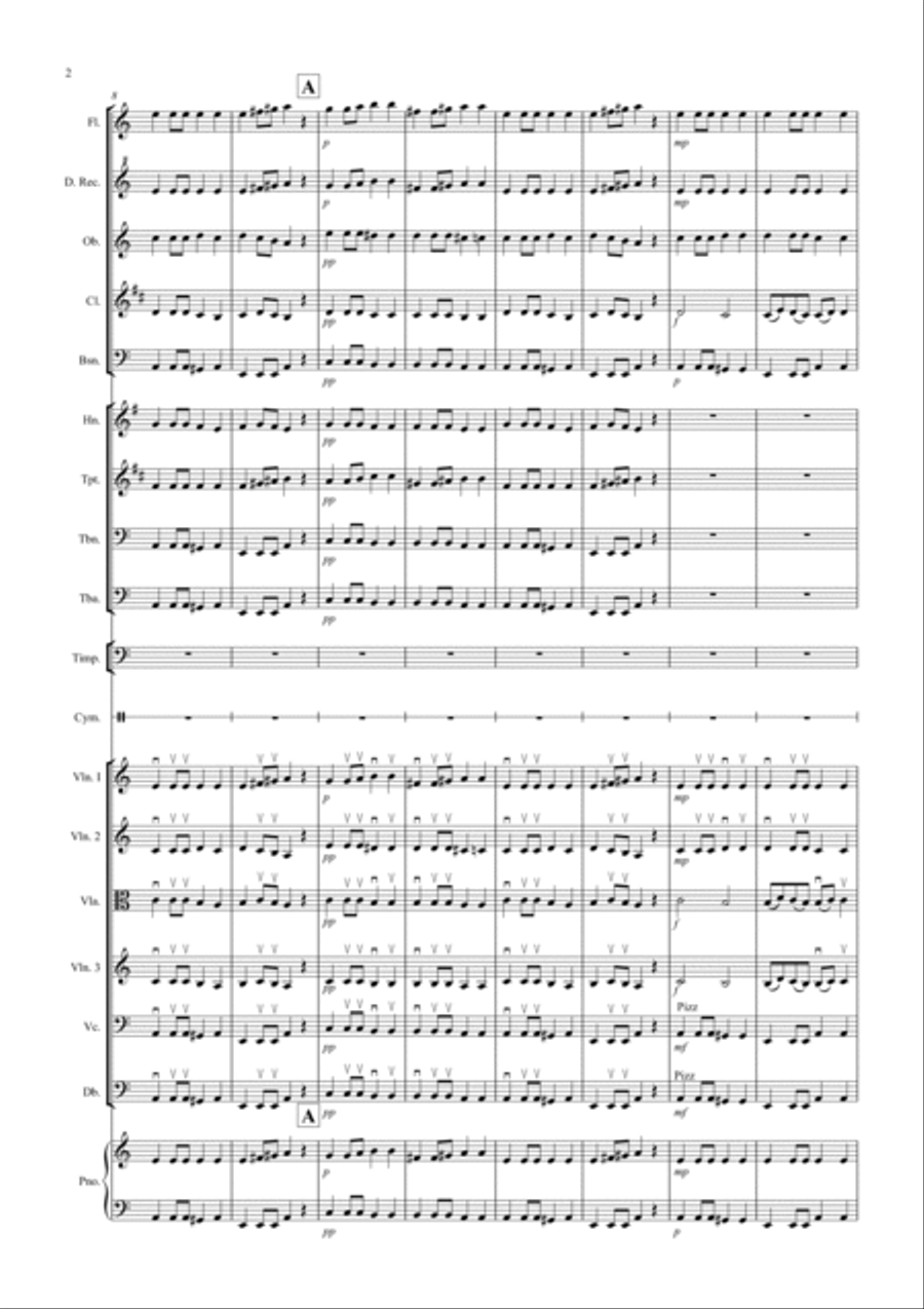 Beethoven Symphony No.7 (slow movement) for School Orchestra Full Orchestra scores gallery preview page 2