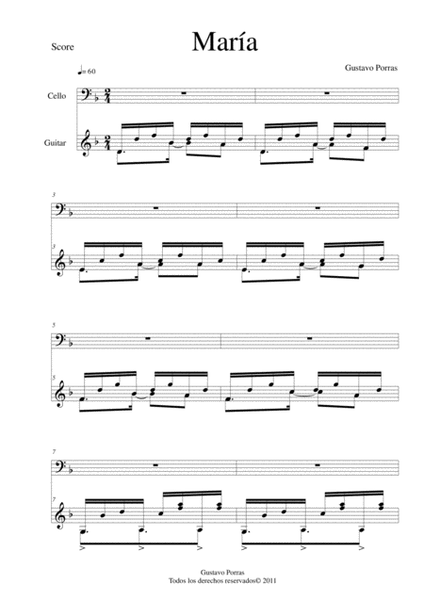María (Milonga) Cello - Digital Sheet Music