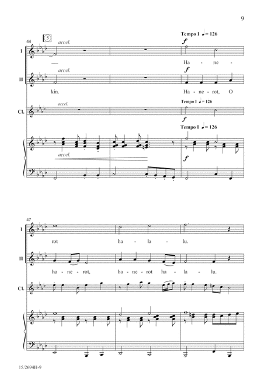 Hanerot Halalu (Light the Candles) 2-Part scores gallery preview page 9
