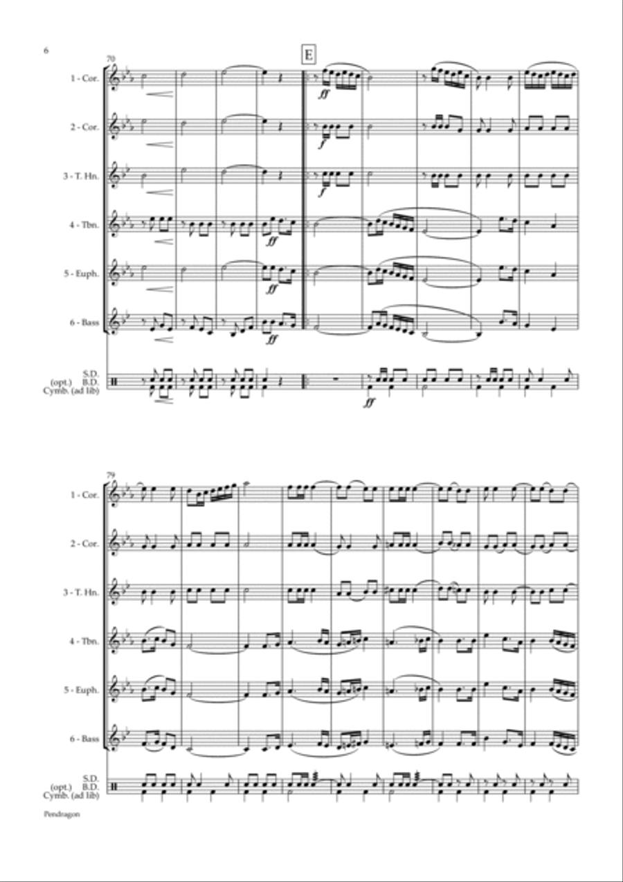 Pendragon - Contest March by George Allan - arranged for brass sextet Brass Ensemble scores gallery preview page 6
