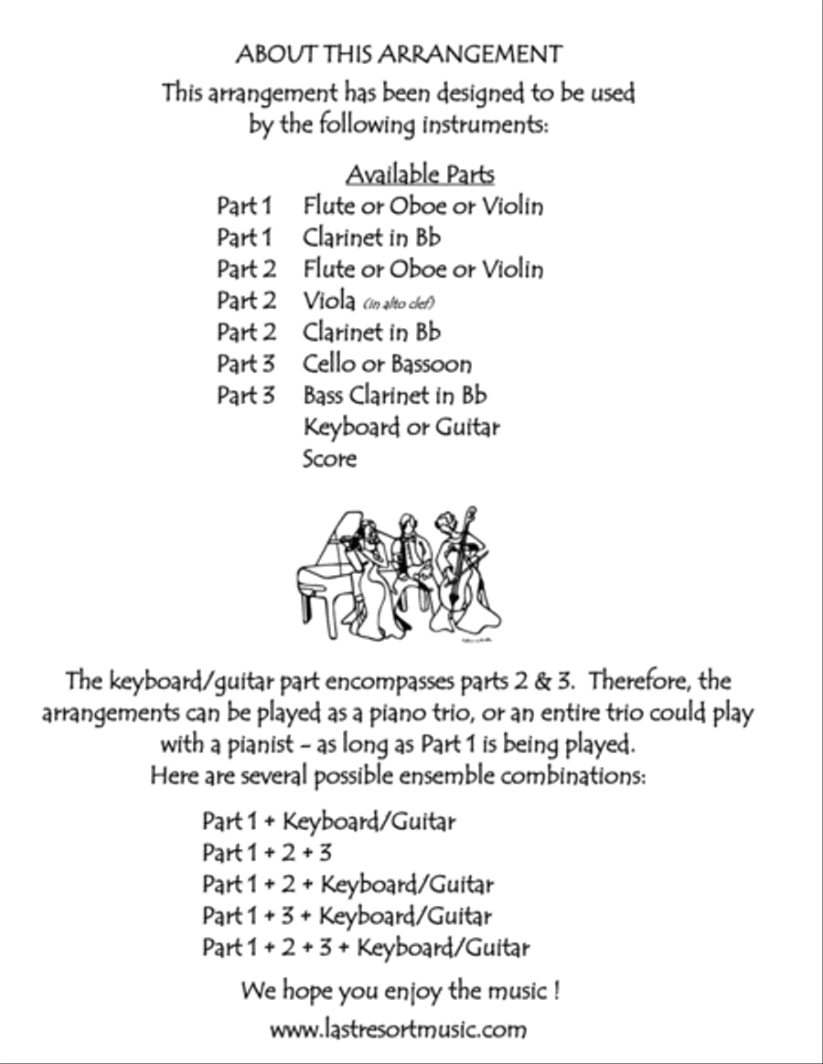 Chocolate from the Nutcracker for Piano Trio (Violin, Cello & Piano) or Piano Quartet Small Ensemble scores gallery preview page 2