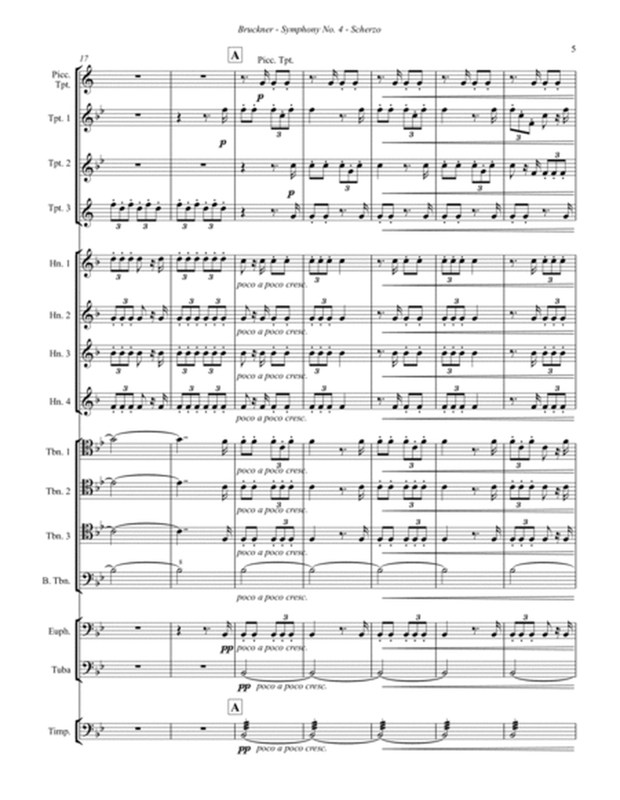 Scherzo from Symphony No. 4 for 15-part Brass ensemble & Timpani