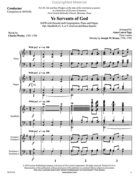 Ye Servants of God - Instrumental Ensemble Score and Parts image number null