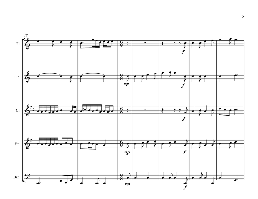 In Dulce Jubilo for Wind Quintet Woodwind Quintet scores gallery preview page 5