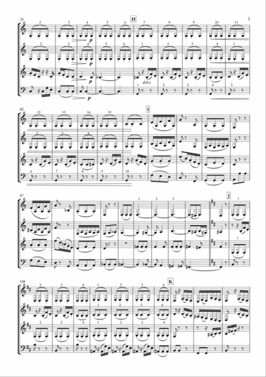 Adagio from String Symphony No.8 in D major, MWV N8 for Clarinet Quartet Clarinet Solo scores gallery preview page 3