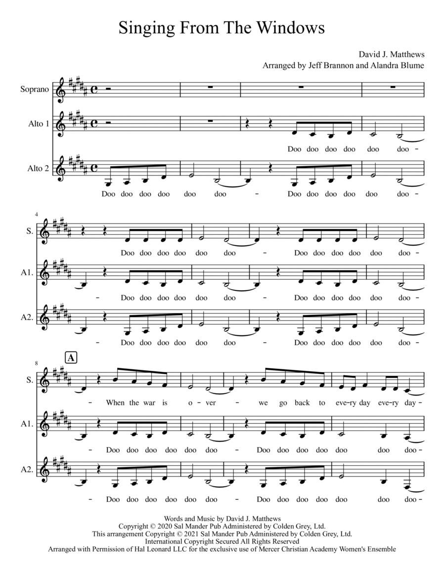 Singing From The Windows A Cappella scores gallery preview page 1