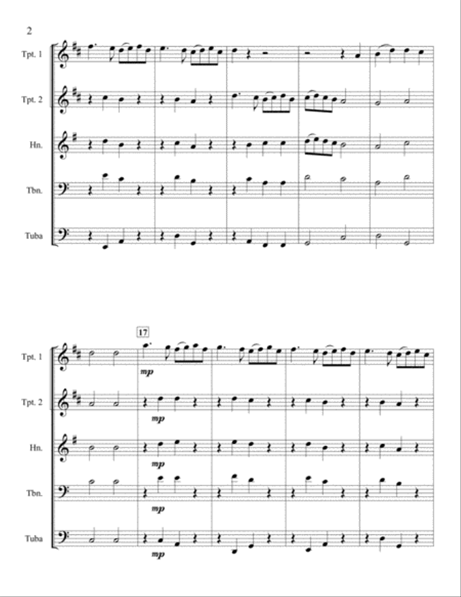 Ding Dong Merrily On High Brass Quintet scores gallery preview page 2