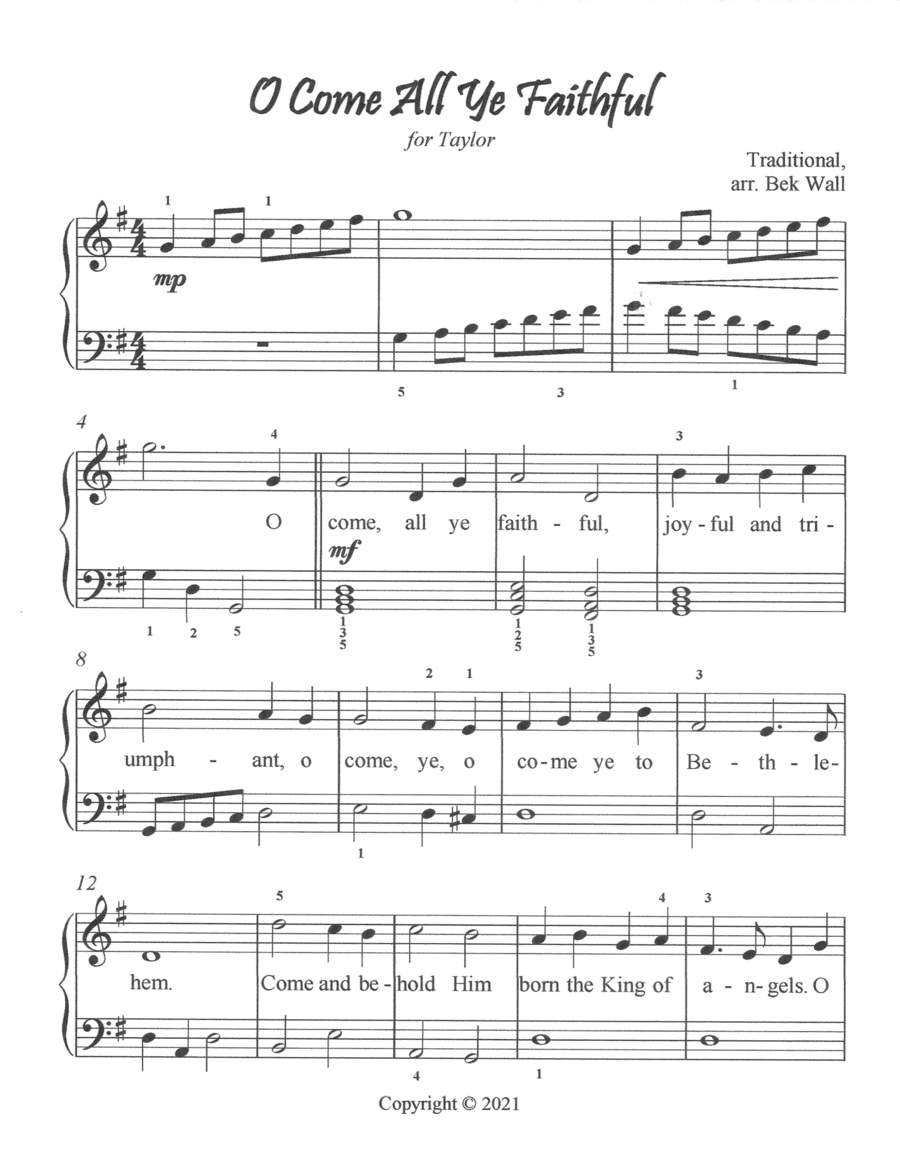 O Come All Ye Faithful Piano Method scores gallery preview page 1
