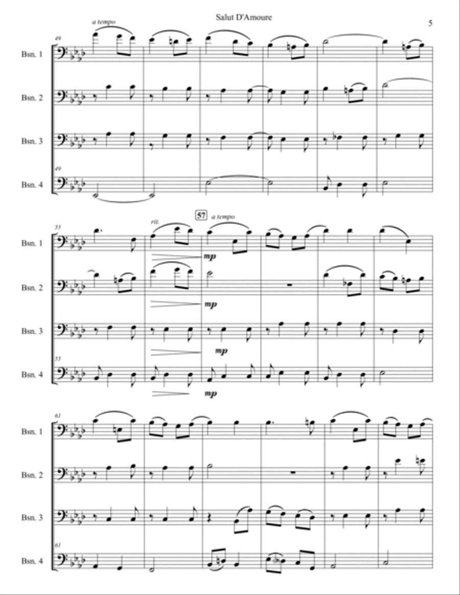 Salut De'Amoure (Liebesgruss) Woodwind Quartet scores gallery preview page 5