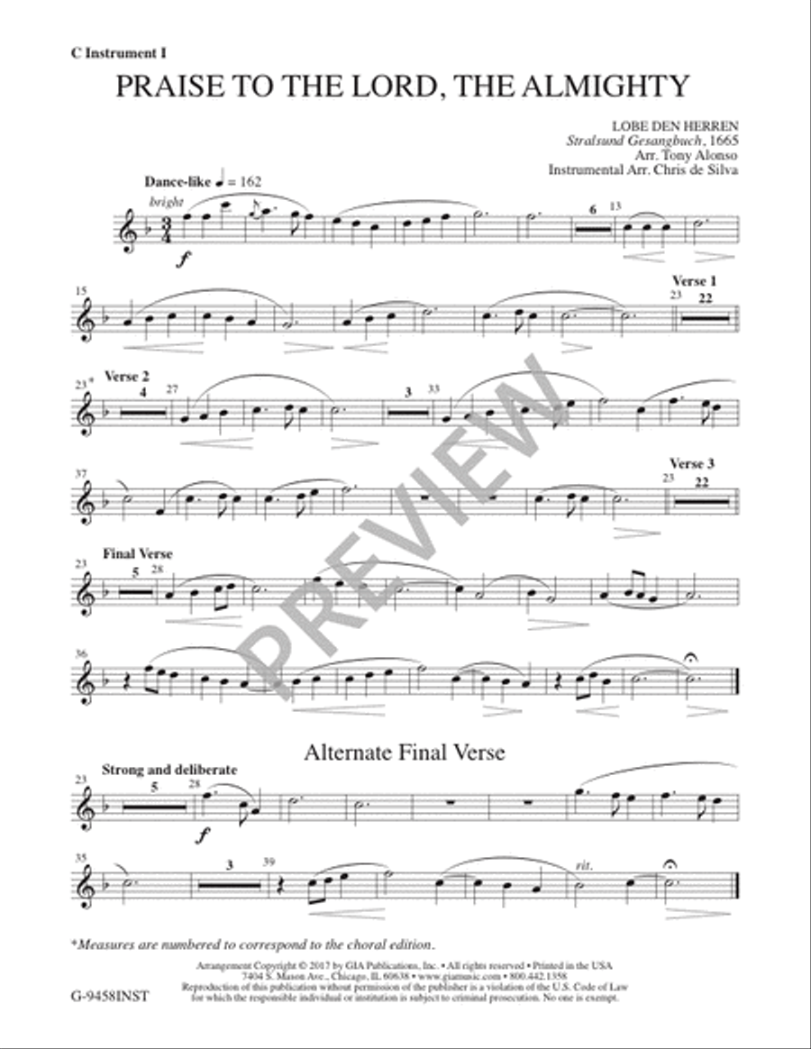Praise to the Lord, the Almighty - Instrument edition Guitar scores gallery preview page 2