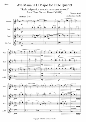 Ave Maria in D Major for Flute Quartet