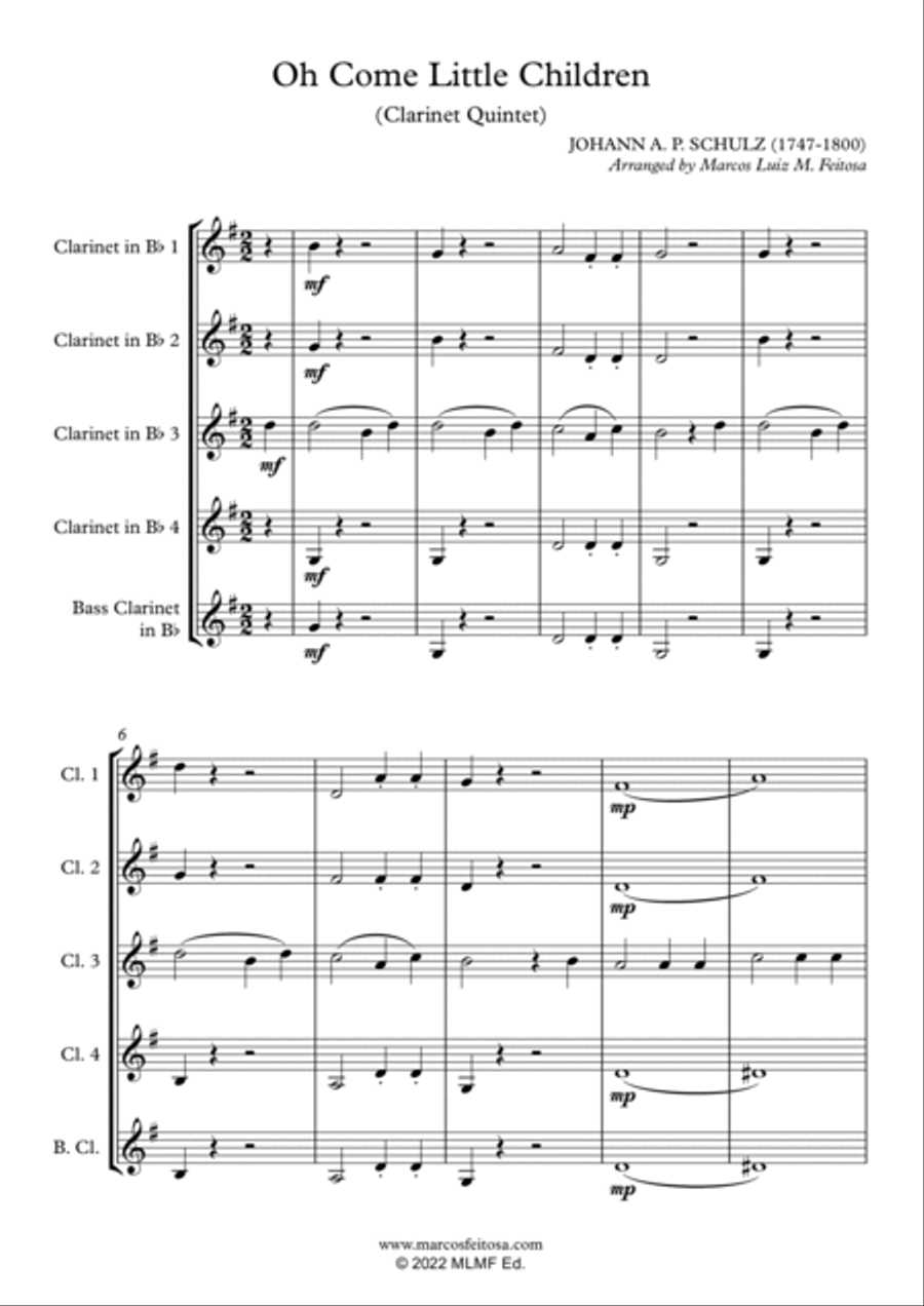 Oh Come Little Children - Clarinet Quintet Clarinet Quintet scores gallery preview page 3
