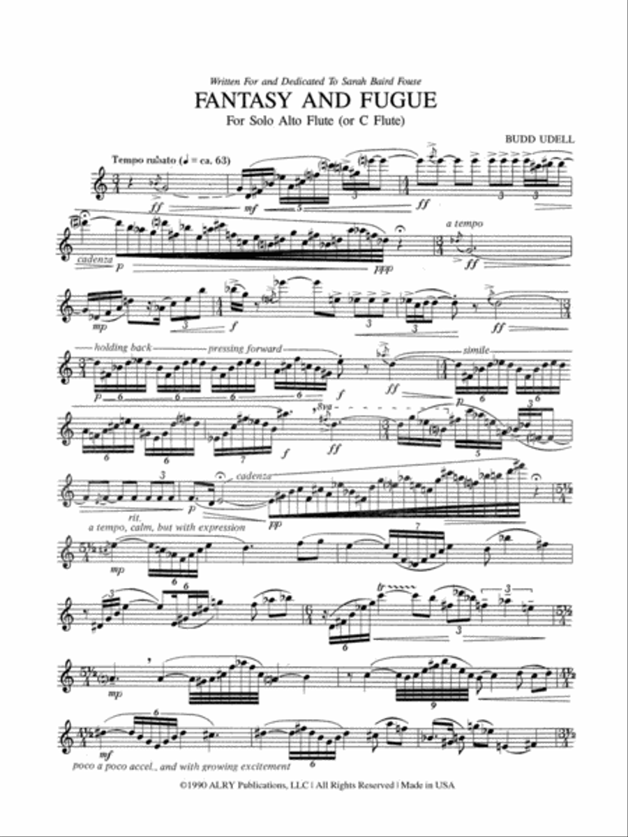 Fantasy and Fugue for Alto Flute Flute scores gallery preview page 2