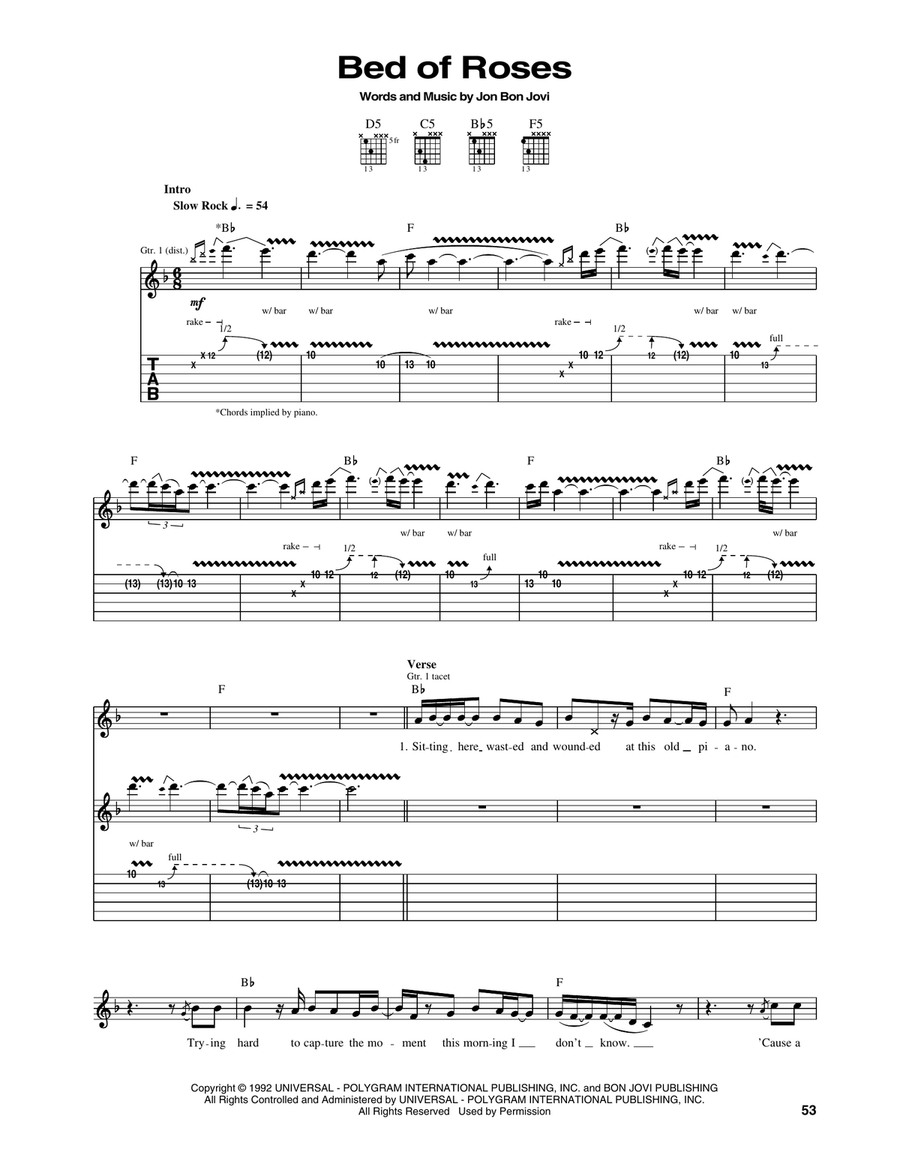 Bed Of Roses Bed Of Roses Acoustic Guitar scores gallery preview page 1