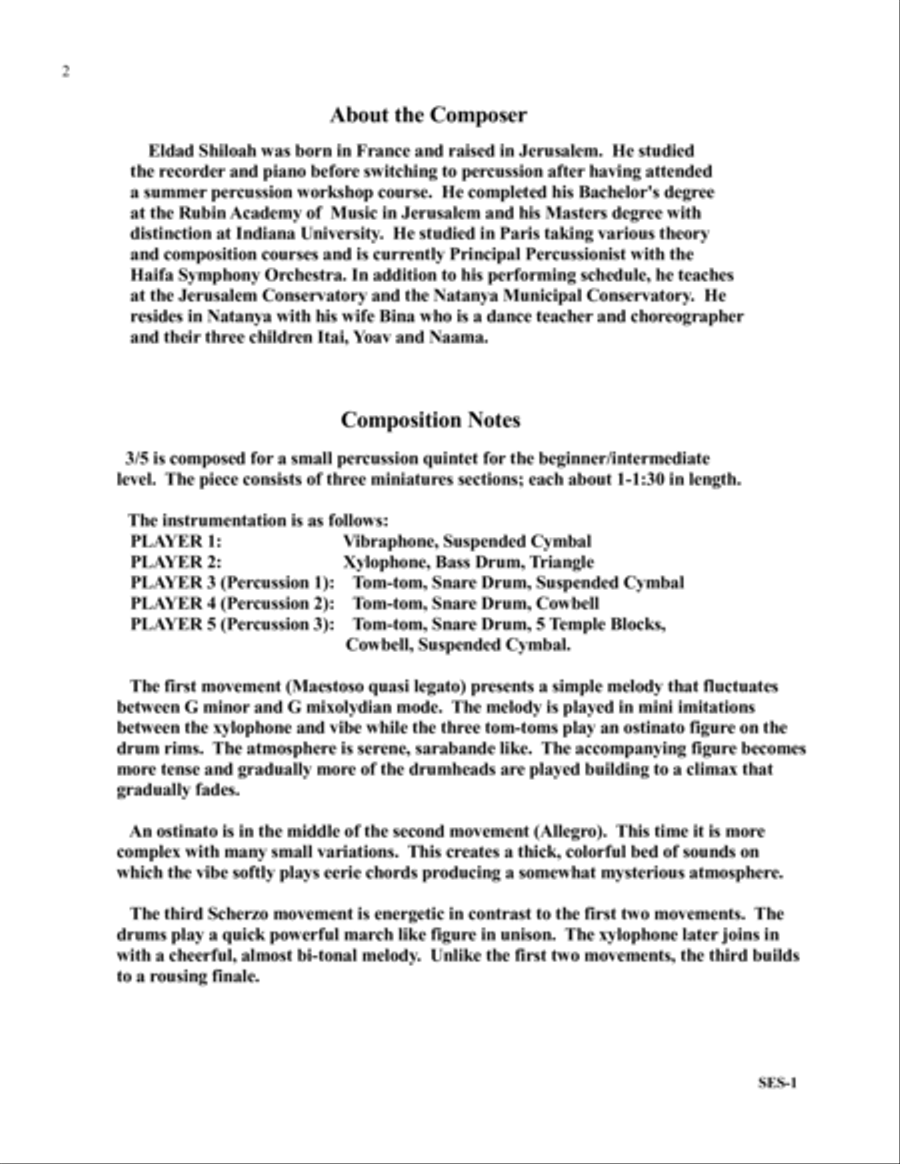 3/5 Percussion Quintet Percussion scores gallery preview page 2