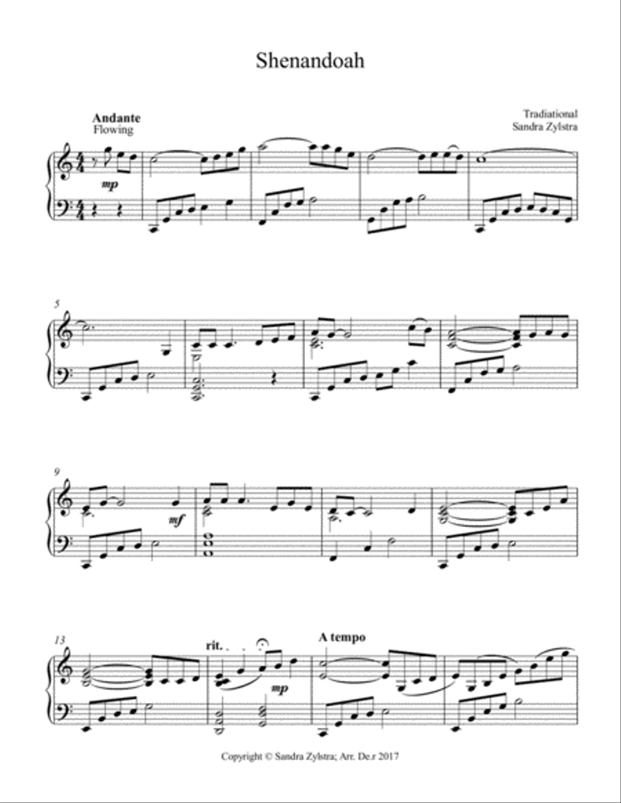 Shenandoah (intermediate piano solo) Piano Solo scores gallery preview page 2