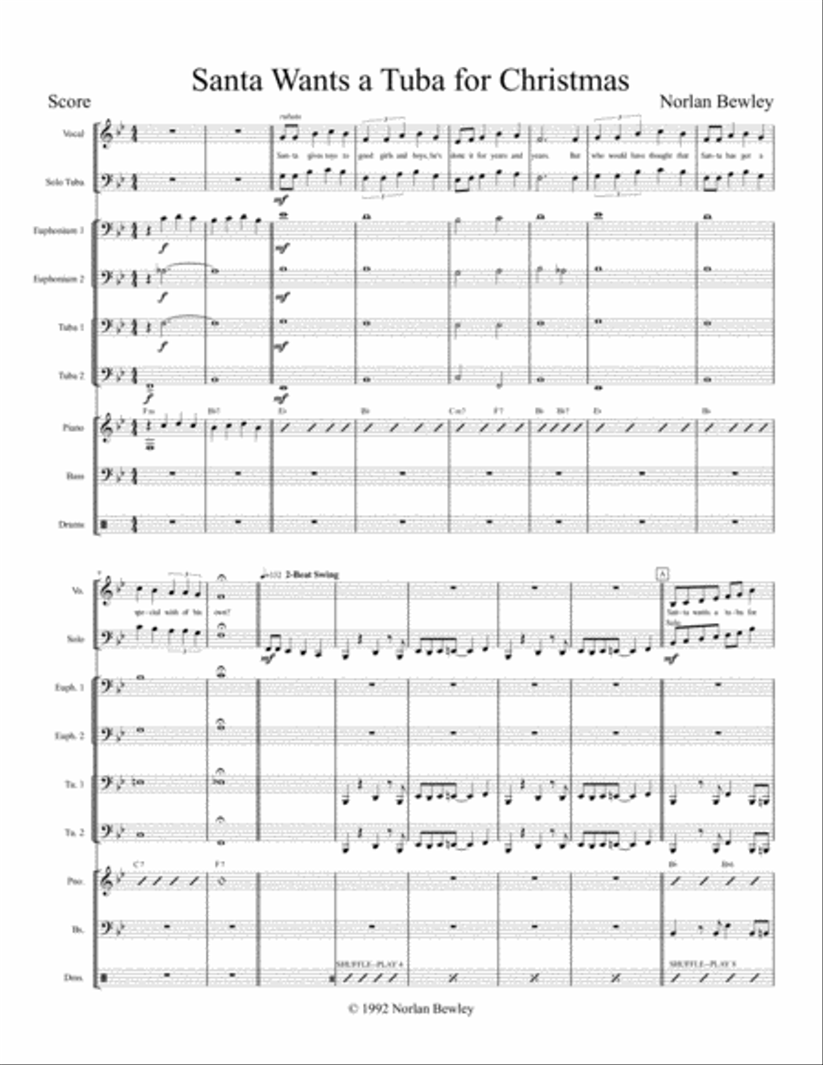 Santa Wants A Tuba For Christmas - Original Recorded Version Small Ensemble scores gallery preview page 1