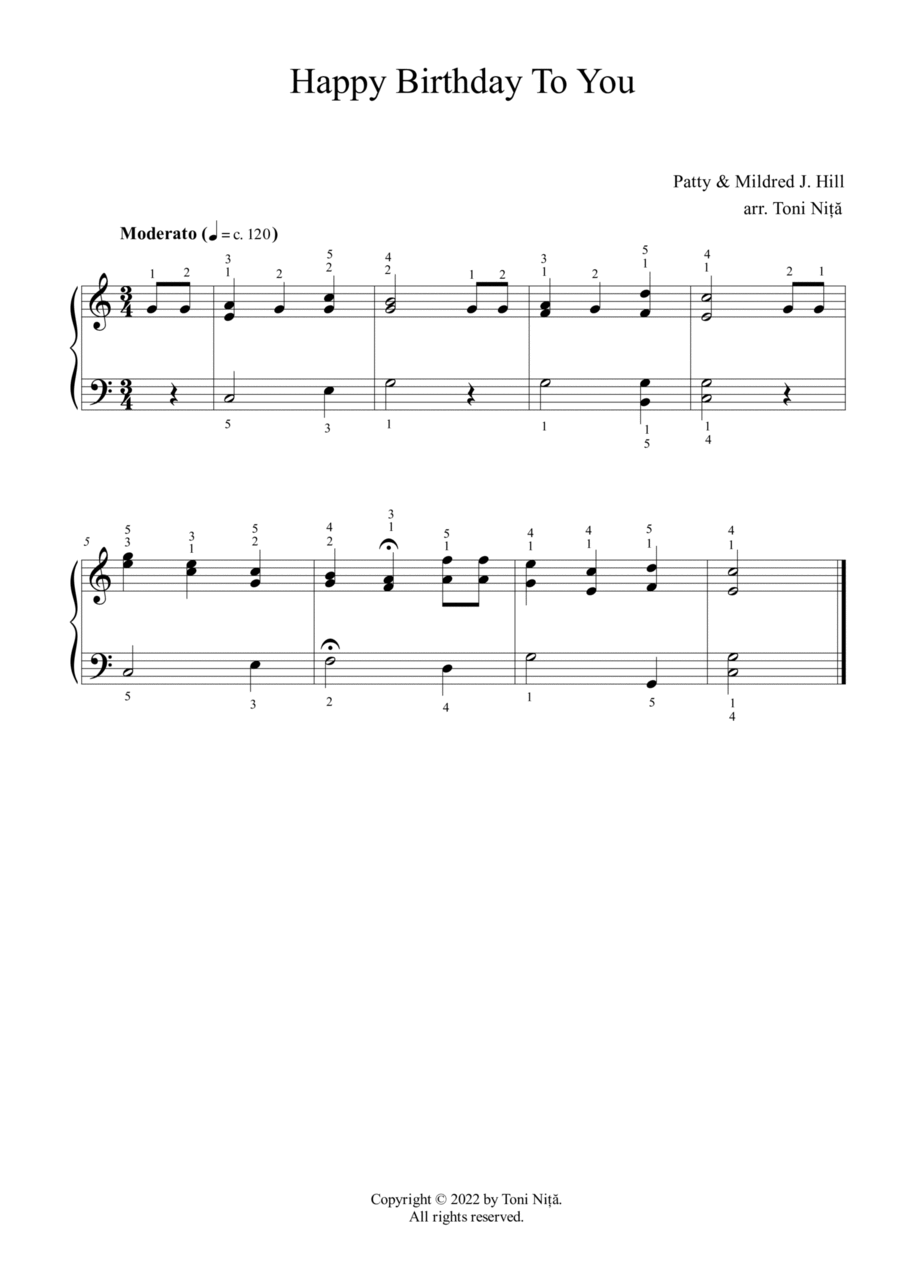 Happy Birthday To You Easy Piano scores gallery preview page 1