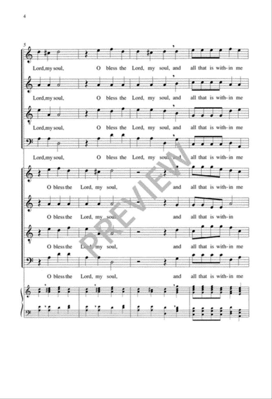 O Bless the Lord O Bless the Lord 4-Part scores gallery preview page 5