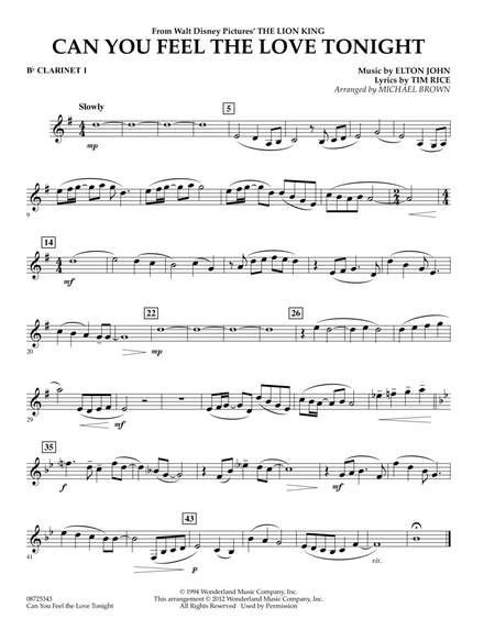 Can You Feel The Love Tonight? (from "The Lion King") - Bb Clarinet 1