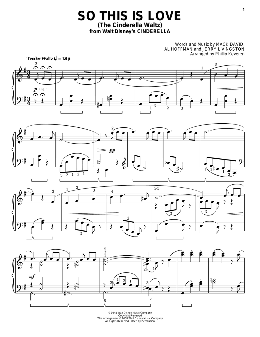 So This Is Love (from Cinderella) [Classical version] (arr. Phillip Keveren) Piano Solo scores gallery preview page 1