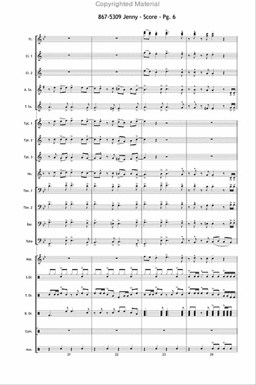 867-5309 Jenny Marching Band scores gallery preview page 7
