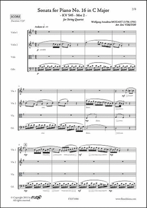 Book cover for Sonata For Piano No. 16 In C Major Kv 545 - Mvt 2
