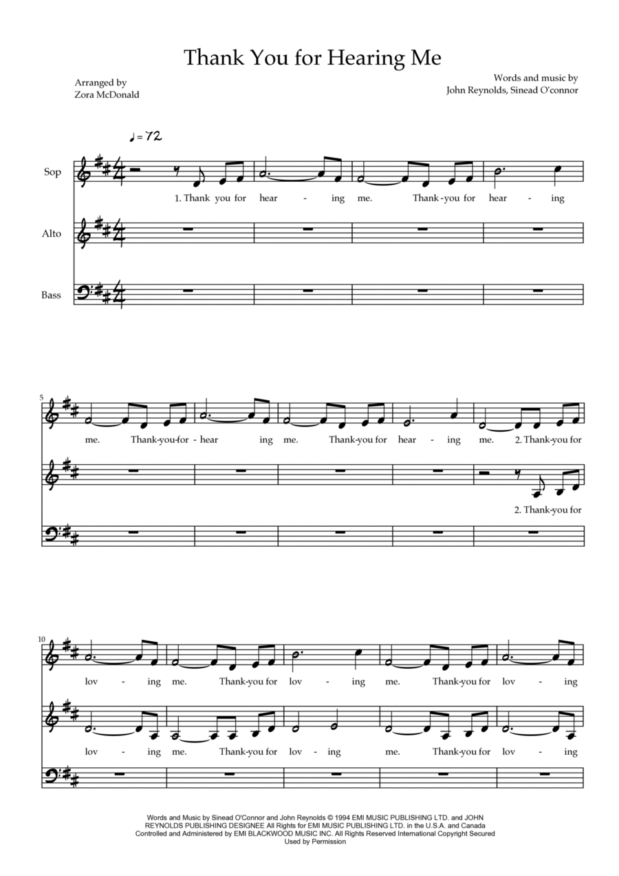 Thank You For Hearing Me 3-Part scores gallery preview page 1