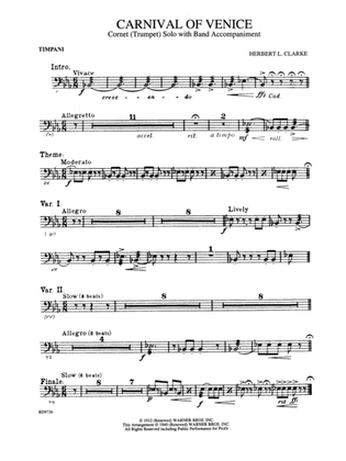 Carnival of Venice (Cornet (Trumpet) Solo with Band Accompaniment): Timpani