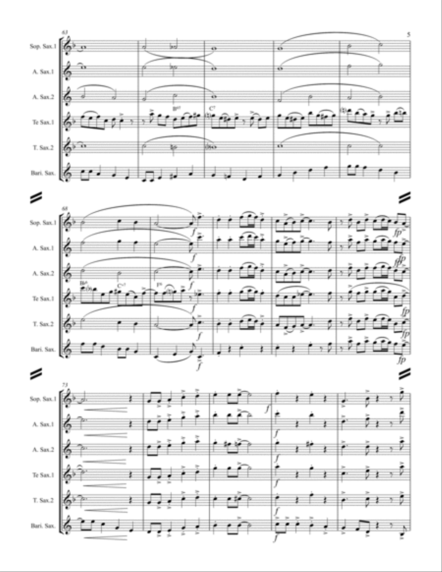 Rudolph The Red-nosed Reindeer Saxophone Quintet scores gallery preview page 6