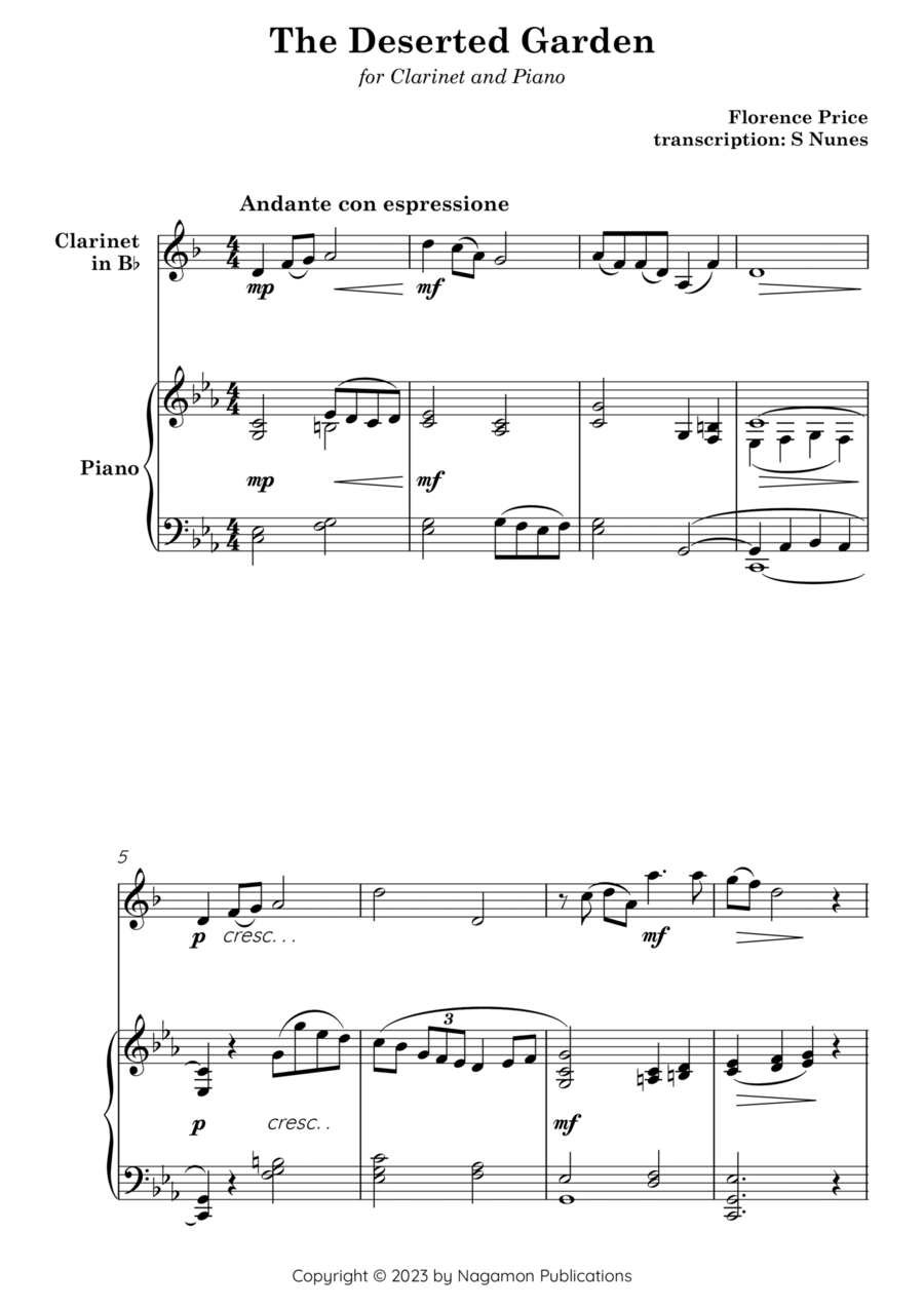 The Deserted Garden B-Flat Clarinet scores gallery preview page 1