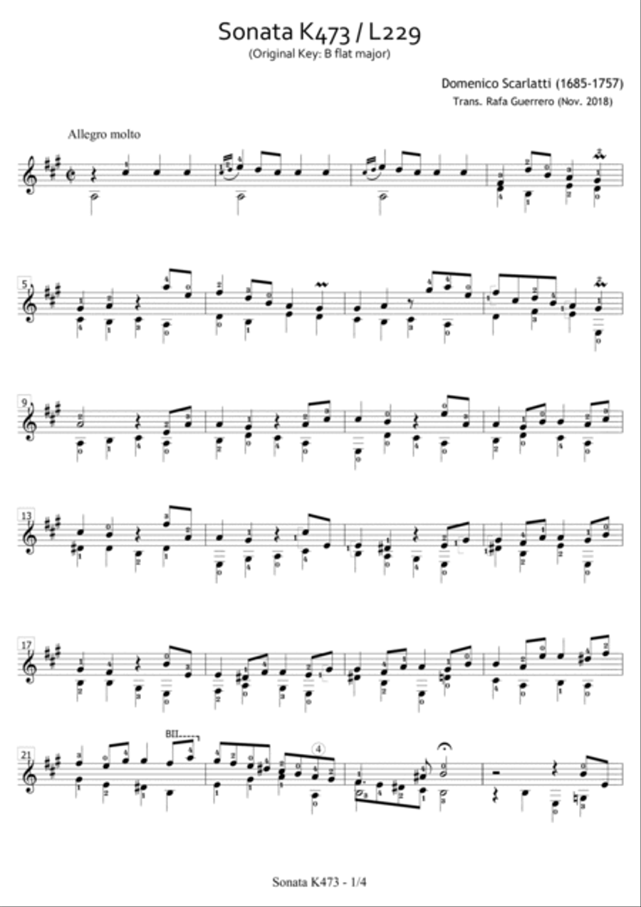 Sonata K473 / L229 Acoustic Guitar scores gallery preview page 2