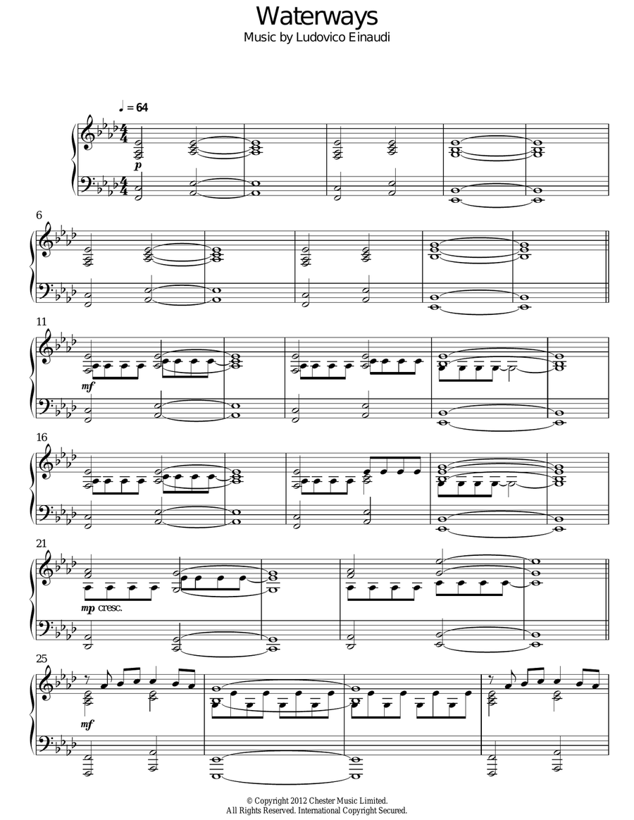 Waterways Piano Solo scores gallery preview page 1