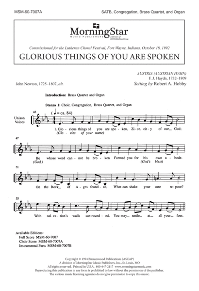 Glorious Things of You Are Spoken (Downloadable Choral Score)