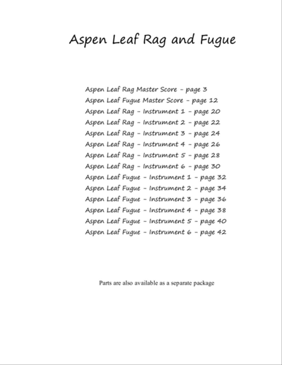 Aspen Leaf Rag and Fugue for Six Flutes