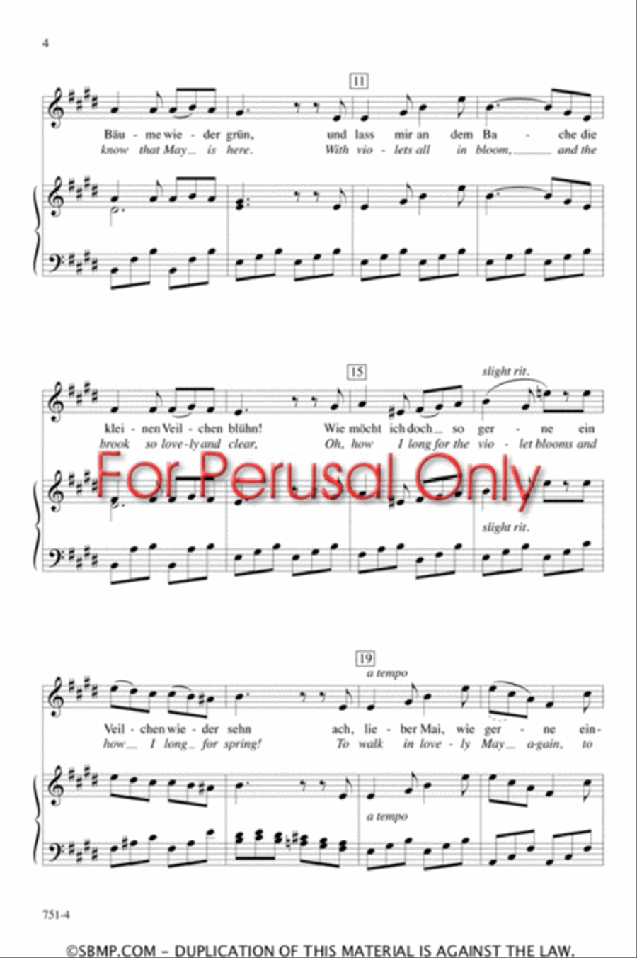 Sehnsucht nach dem Frulinge Unison Choir scores gallery preview page 3