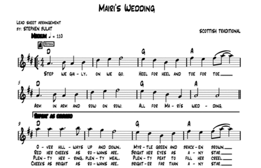 Mairi's Wedding (Scottish Traditional) - Lead sheet (key of D)