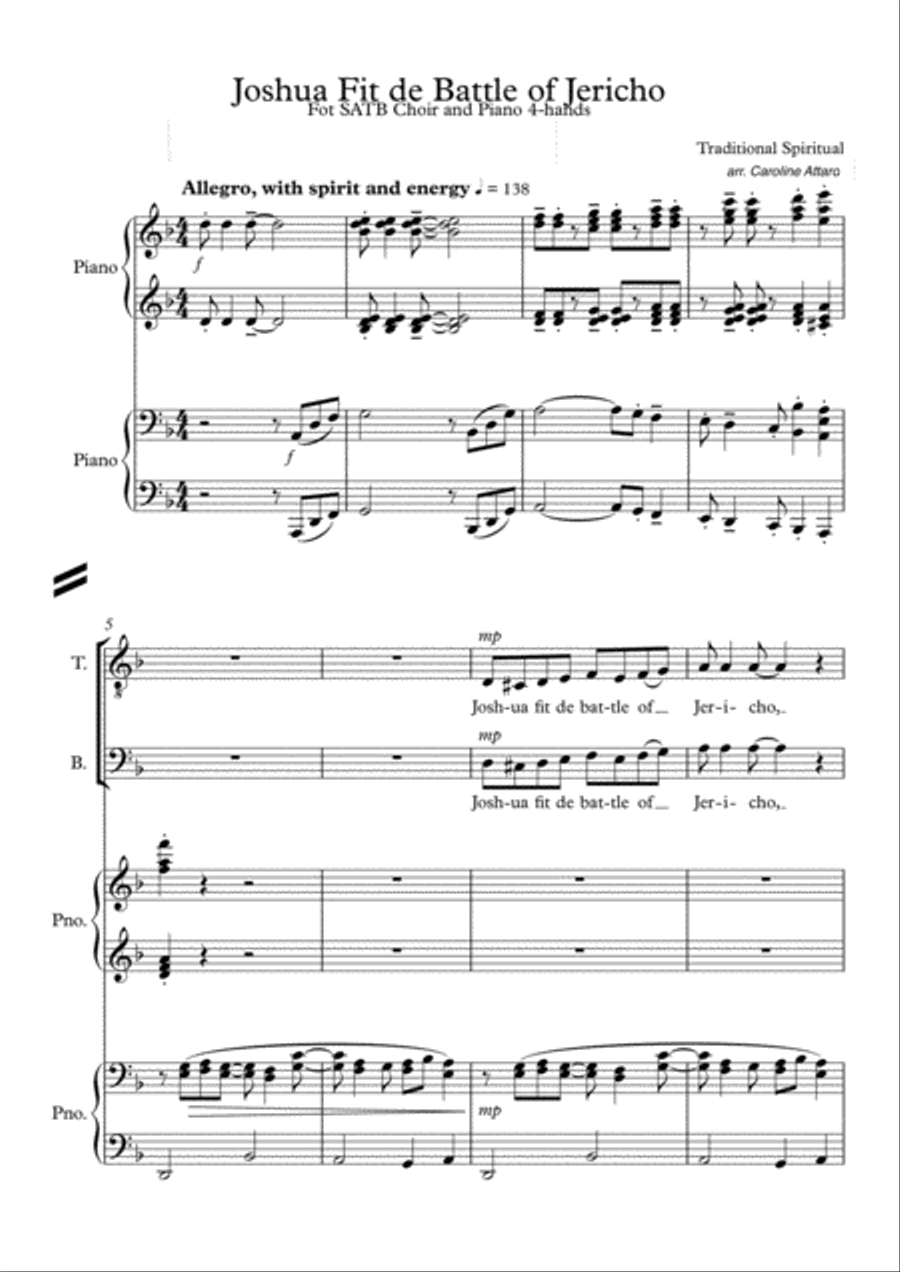 Joshua Fit de Battle of Jericho 4-Part scores gallery preview page 1