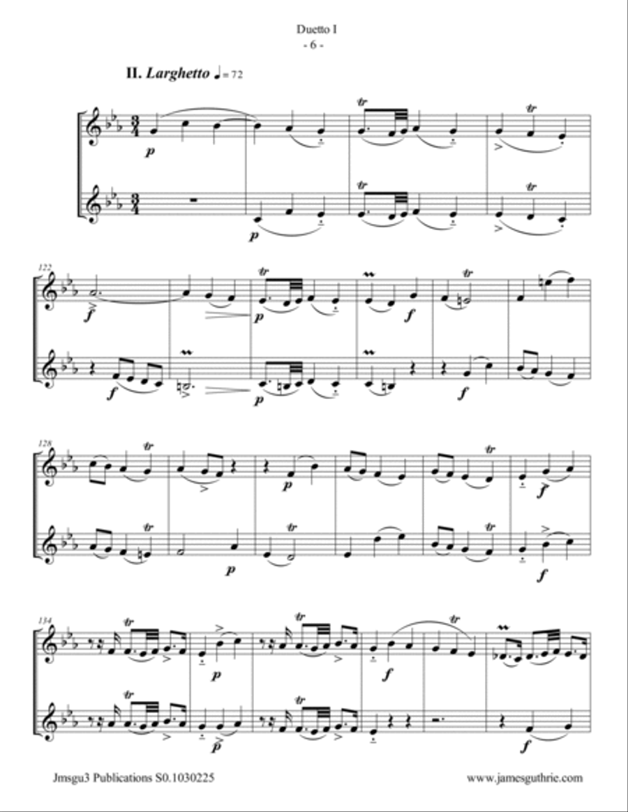 Quantz: Duetto Op. 2 No. 1 for Trumpet Duo Trumpet Duet scores gallery preview page 6