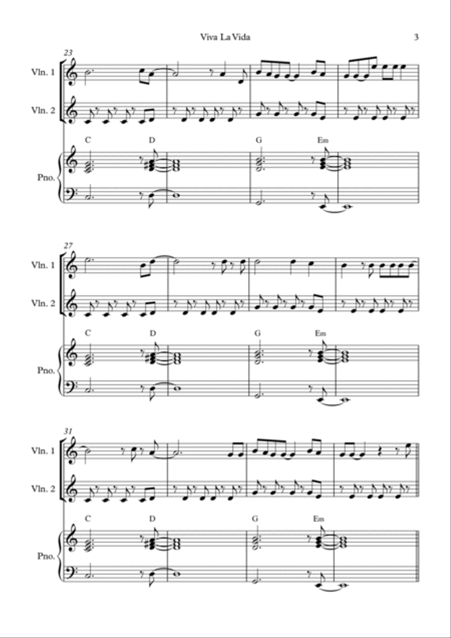 Viva La Vida String Duet scores gallery preview page 3