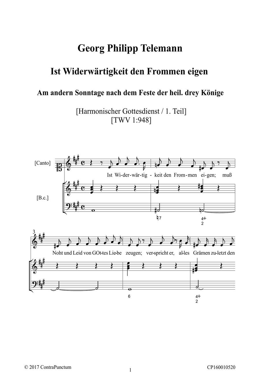 Harmonischer Gottesdienst TWV 1:948 Ist Widerwärtigkeit den Frommen eigen Voice scores gallery preview page 5