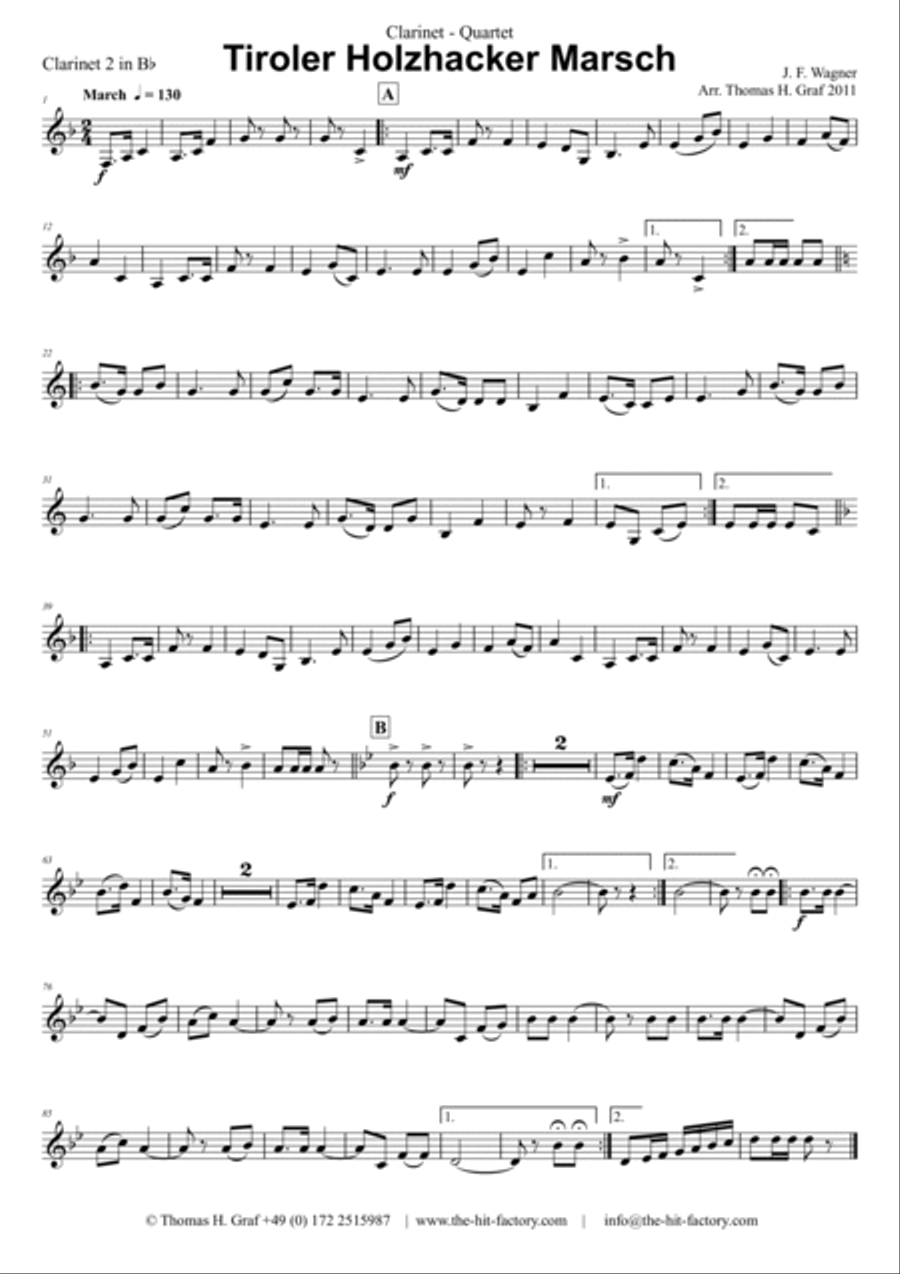 Tiroler Holzhacker Marsch - German Polka March Octoberfest - Clarinet Quartet - Eb Clarinet Quartet scores gallery preview page 5