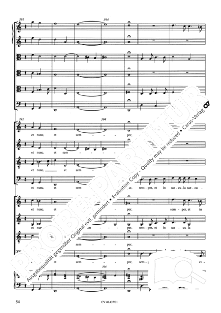 Magnificat a 8 voci con 6 vel 10 istromenti 4-Part scores gallery preview page 50